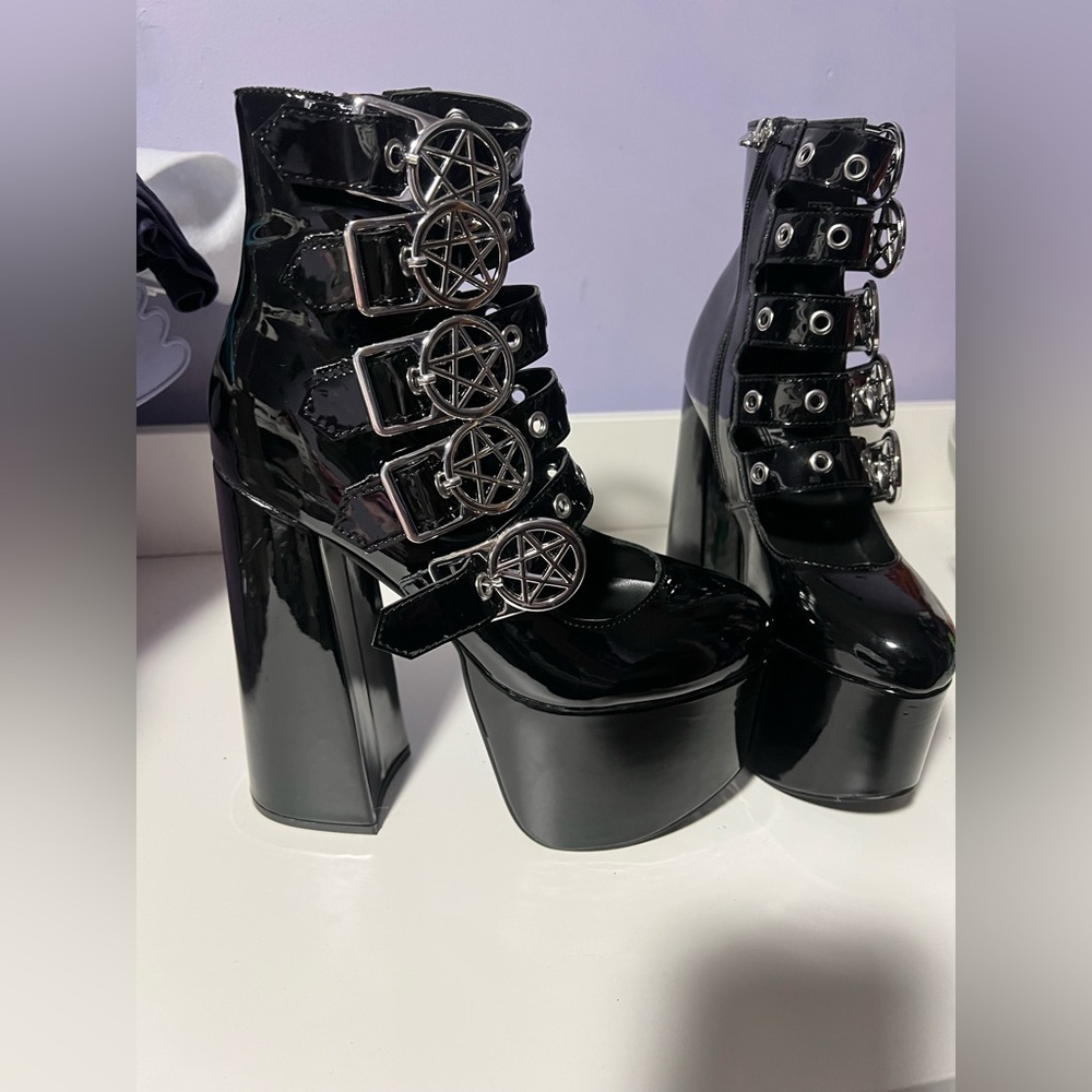 Killstar kihilist panic platform heel pentagram goth - Picture 3 of 9